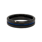 Bague en tungstène 6 mm avec rainure bleue