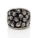 Skull Ring Size 13 Stainless Steel Skull - Style 19 Multi Skull on Wide Band