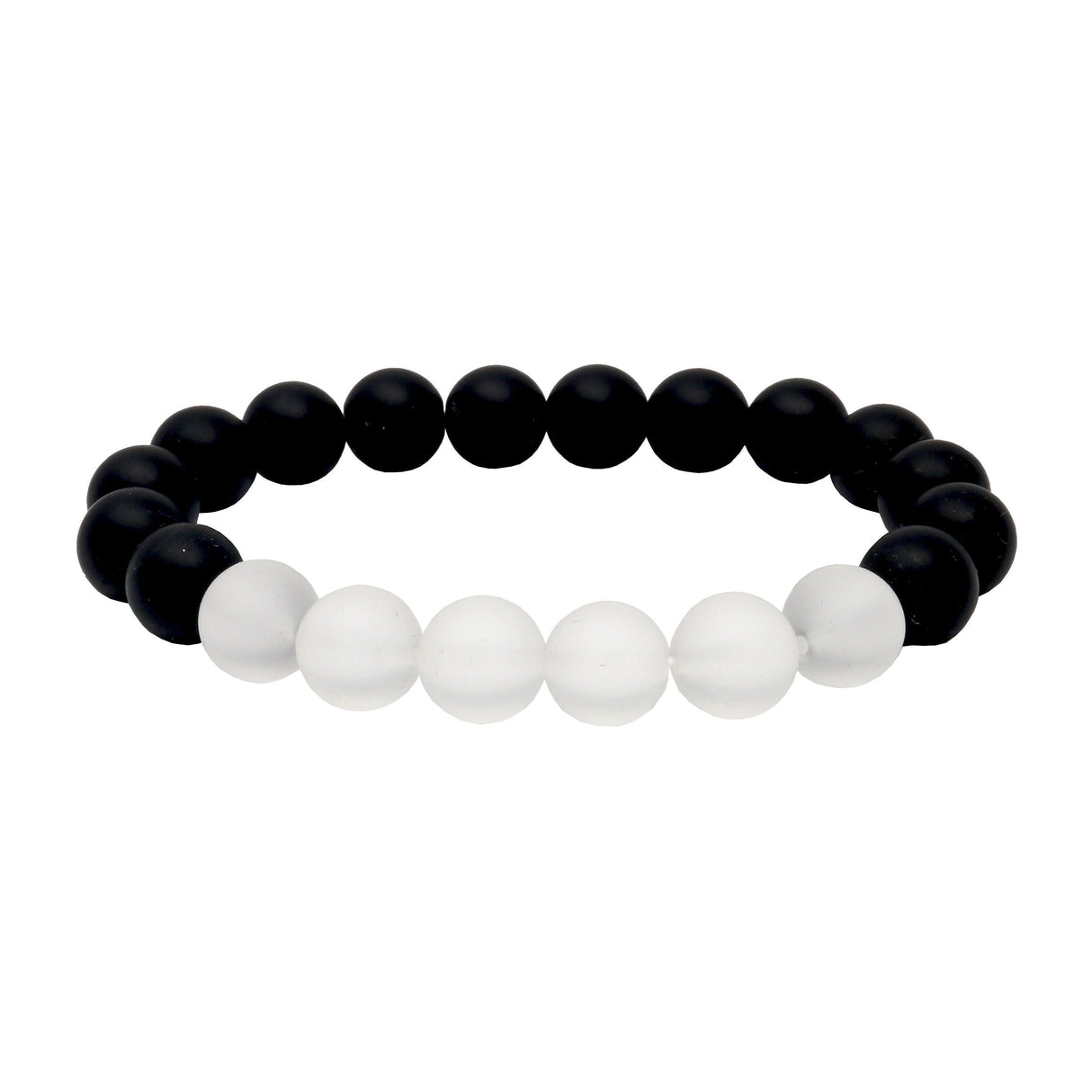 Black Onyx & Quartz Matte Finish 8mm Beaded Bracelet