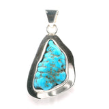 Arizona Turquoise Pendant - Freeform Nugget Bezel Set in 925 Sterling Silver
