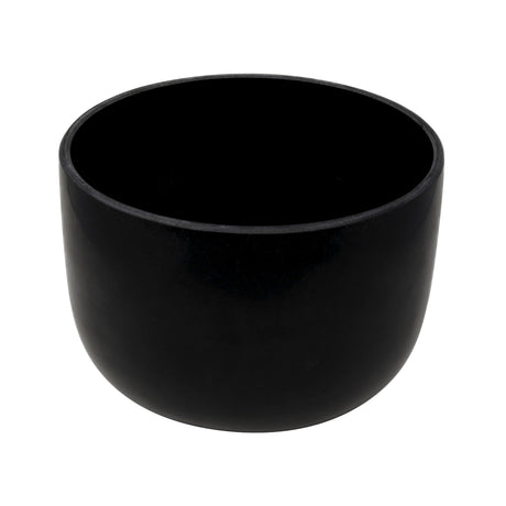 Glossy black 10-inch gem-infused quartz crystal singing bowl with dark open interior