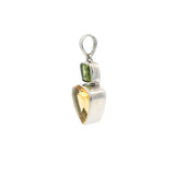 Faceted Citrine & Peridot Pendant - Trillion & Rectangle Silver Bezel Set