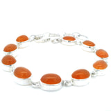 Citrus Carnelian Oval Cabochon Link Bracelet - 10 Gems - 7x9