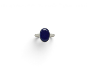 Rare Earth Gallery oval lapis lazuli cabochon ring set in a simple 925 sterling silver bezel and band
