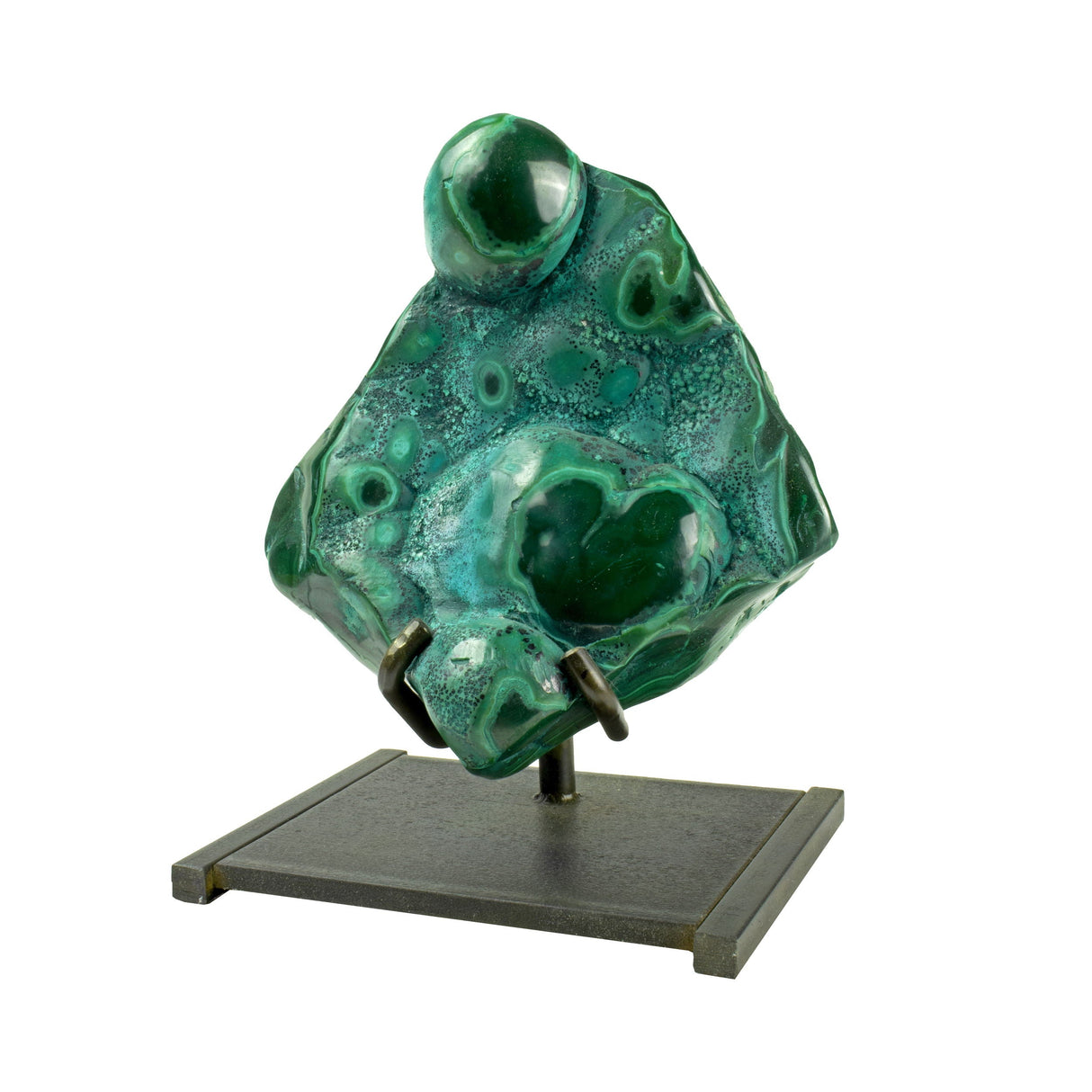 Chrysocolla Malachite on Custom Spinning Stand -Free form Polished with Malachite Heart