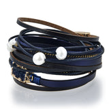 Double Wrap Druze Bracelet - Navy with Magnetic Clasp