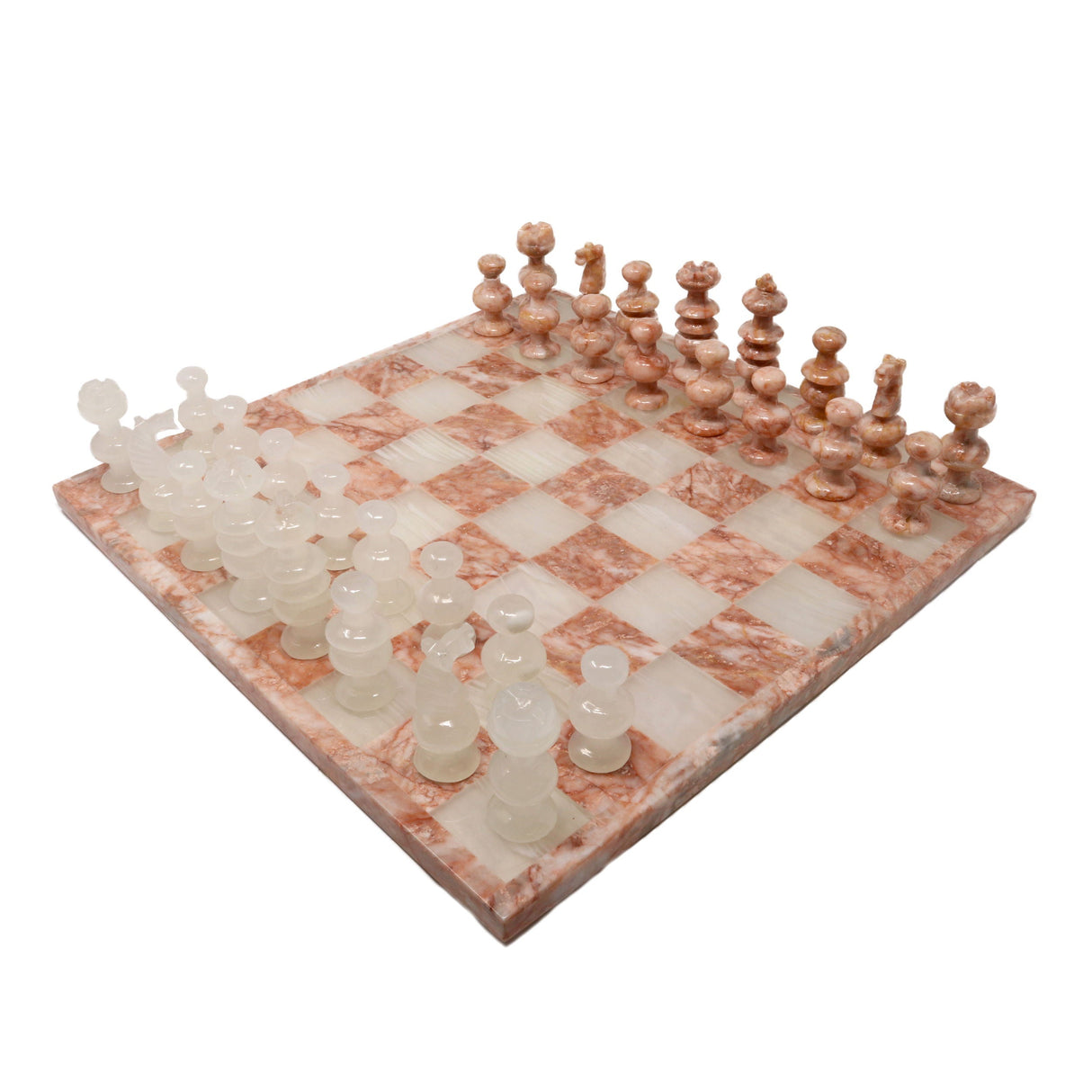 Hand Carved Mexican Onyx Stone Chess Set - Small 7.5"