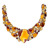Mookaite Necklace with Faceted Citrine & Garnet on 925 Sterling Silver Fluid Collar with Toggle Clasp
