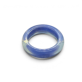 Rare Earth Gallery size 7 opalite gemstone band ring with a smooth, translucent blue finish.