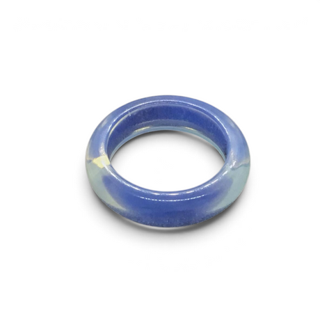 Rare Earth Gallery size 7 opalite gemstone band ring with a smooth, translucent blue finish.