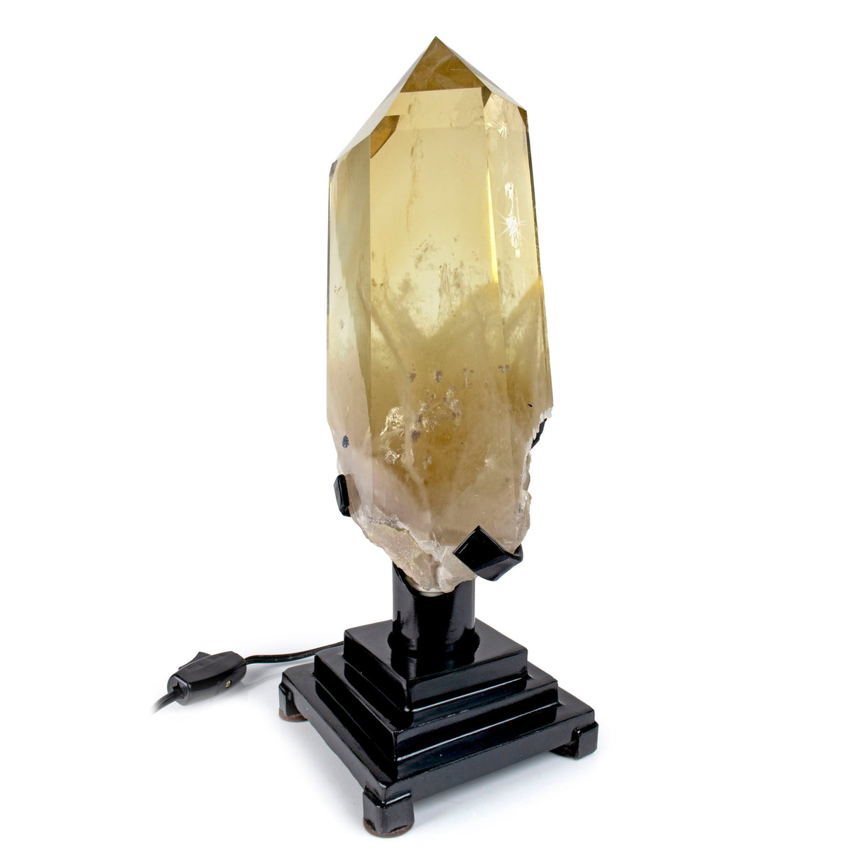 Citrine Point on Fitted Lighted Rotating Stand From Brazil