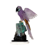 Amethyst Macaw Perched on Emerald Crystal Base