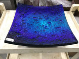 Dichroic Glass Table Top Vessel - Square Blue & Green