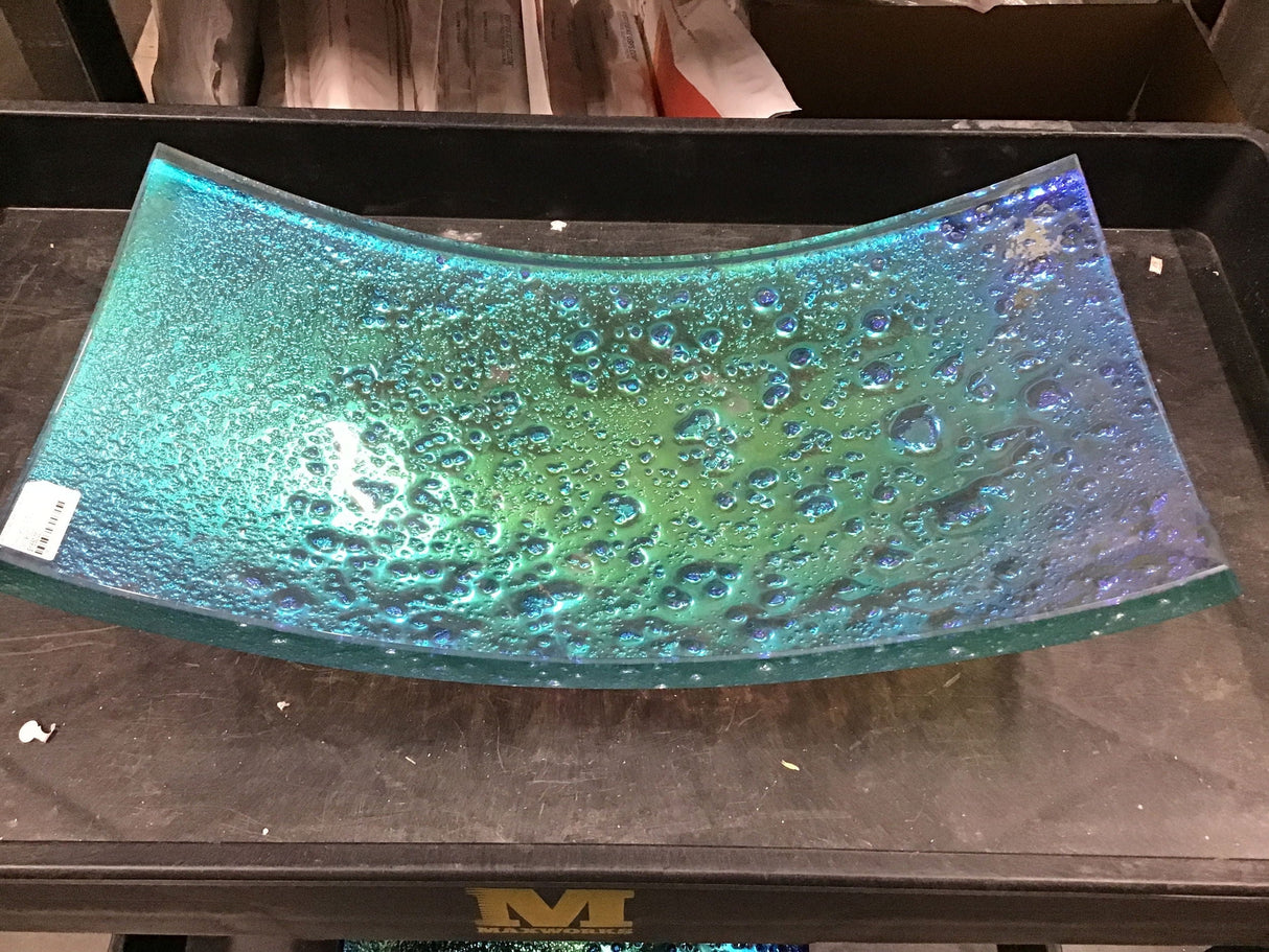Dichroic Glass Table Top Vessel - Curve Clear