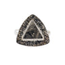 Muonionalusta Meteorite Ring – Textured Triangle with Silver Inlay and Rounded Edges