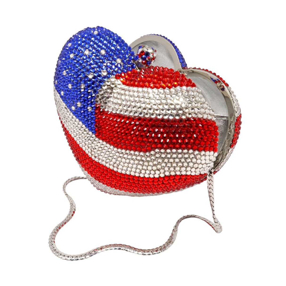 American Flag Crystal Jewel Purse with Chain