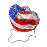 American Flag Crystal Jewel Purse with Chain