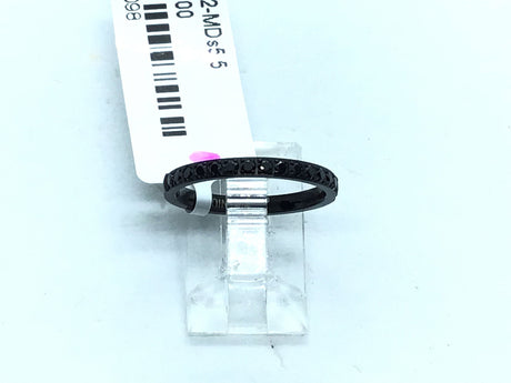 Black IP plated titanium 2mm band pave-set with black CZ across half the ring