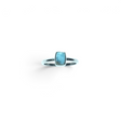 Rare Earth Gallery Larimar ring featuring a mini rectangular stone set in a polished silver bezel and band.