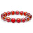 Crystal bracelet in light siam red faceted glass beads with rhinestone spacer rings