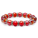 Crystal bracelet in light siam red faceted glass beads with rhinestone spacer rings