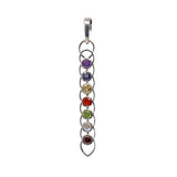 7 Chakra Pendant - 7 Faceted Rounds Set in Layered Vertical Silver Loop Design
