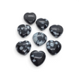 Rare Earth Gallery polished snowflake obsidian puffy heart stones with white snowflake patterns on black volcanic glass