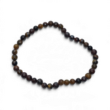 Rare Earth Gallery 4mm tri-tigers eye beaded bracelet with polished brown and gold gemstone spheres.