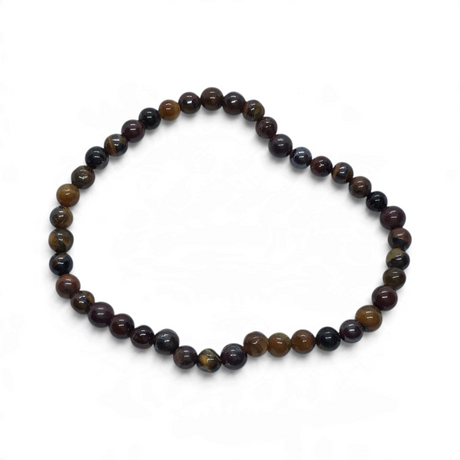 Rare Earth Gallery 4mm tri-tigers eye beaded bracelet with polished brown and gold gemstone spheres.