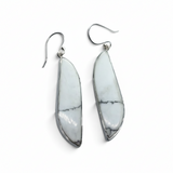 Rare Earth Gallery elongated S-shape howlite cabochon dangle earrings set in 925 sterling silver bezels