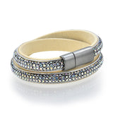White Rainbow Crystals Double Wrap Bracelet with Magnetic Clasp