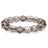 Greige crystal bracelet with faceted smoky taupe glass beads and clear rhinestone rondelles