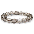 Greige crystal bracelet with faceted smoky taupe glass beads and clear rhinestone rondelles