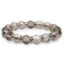 Greige crystal bracelet with faceted smoky taupe glass beads and clear rhinestone rondelles