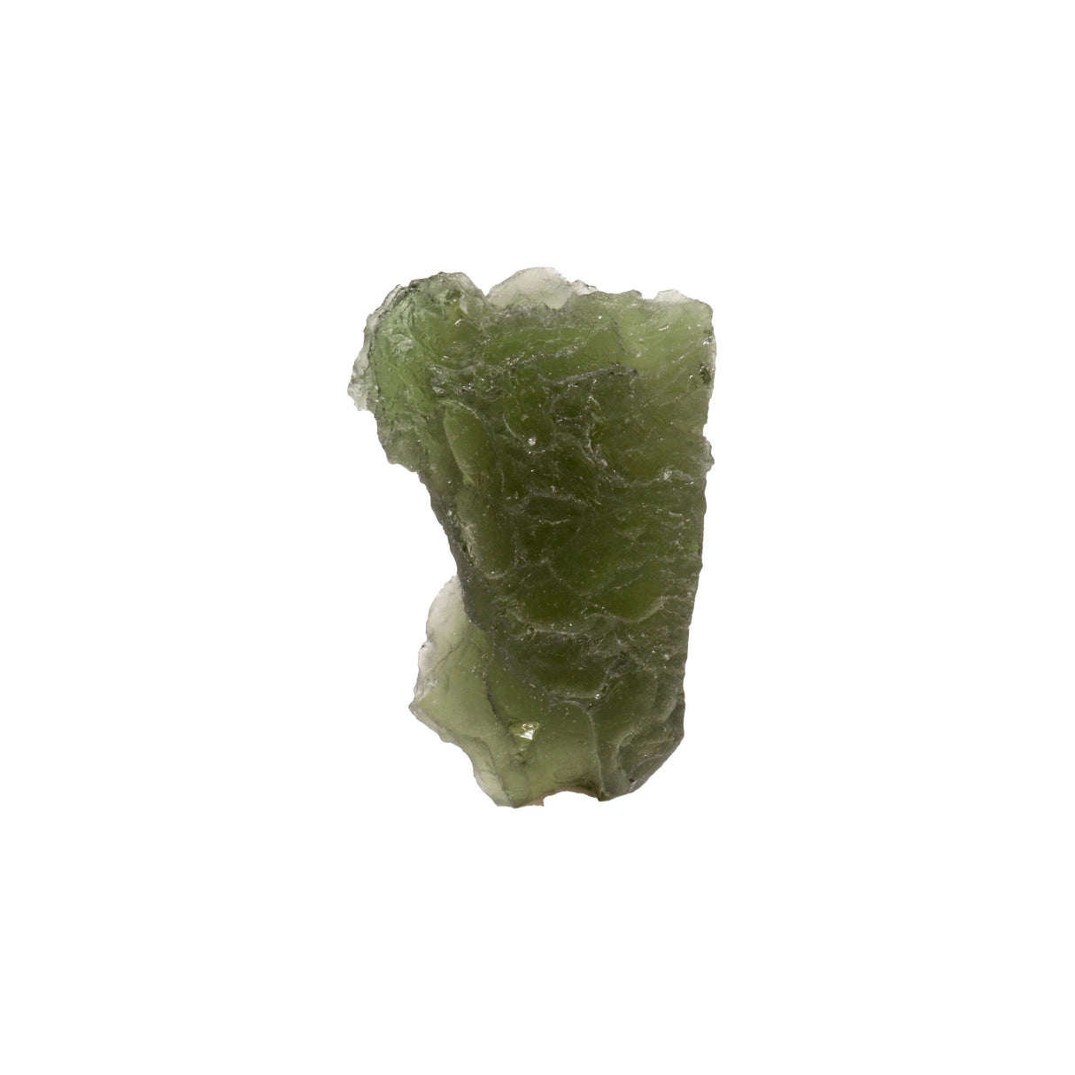 Moldavite Tektite Raw Nugget - Mountainous with Flat Side in Gel Case