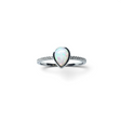 Rare Earth Gallery pear-shaped white opal ring featuring a delicate textured band in a polished silver setting.