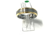 Tungsten ring, 6mm brushed center with yellow gold-plated stepped edges, size 9