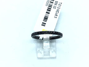 Black IP plated titanium 2mm band pave-set with white CZ across half the ring