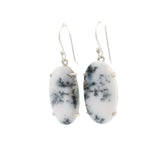 Dendritic Opal Dangle Earrings - Oval Prong Set