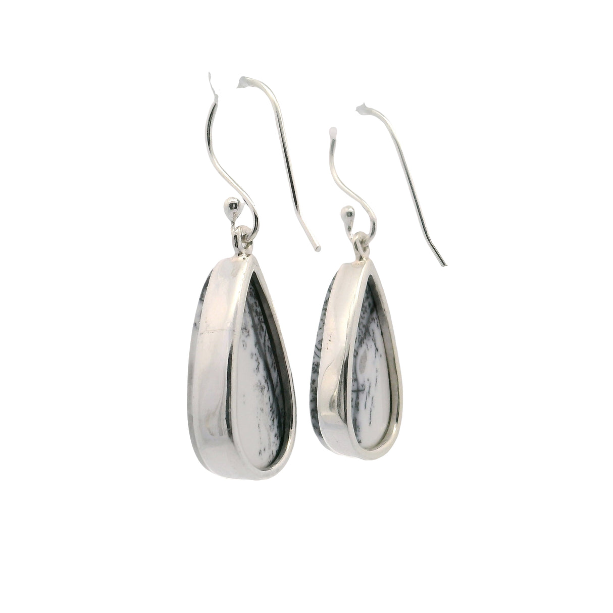 Dendritic Opal Dangle Earrings - Pear