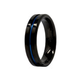 Bague en tungstène 6 mm avec rainure bleue