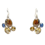 Pietersite Dangle Earrings - Oval Cabochon with Faceted Citrine Ovals & Rounds with Faceted Kyanite Ovals