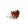 Red jasper heart cabochon with peach striations in sterling silver rope-detail half bezel