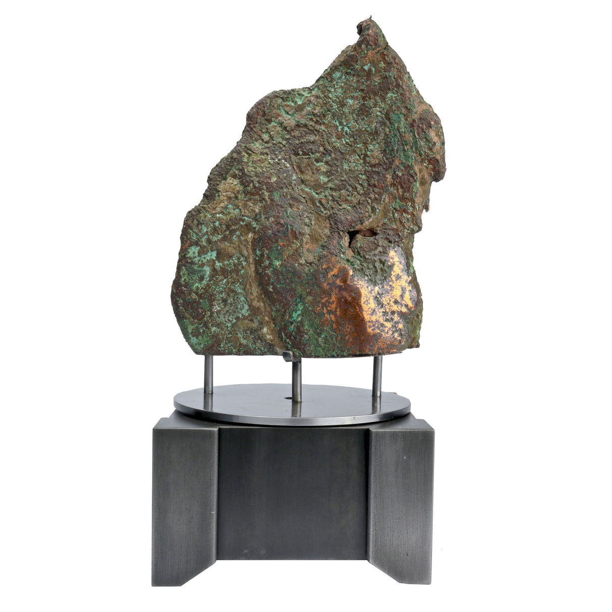 Michigan Copper Float Fold with Cut Base on Custom Mirror Finish Rotating Stand
