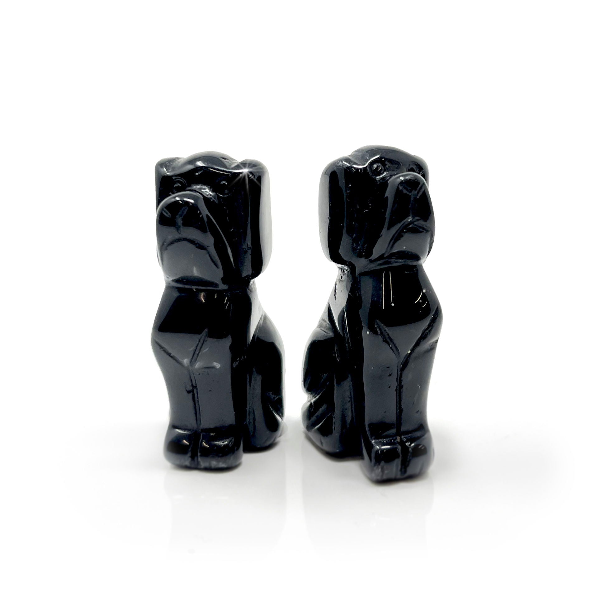 ブラックオブシディアン 犬 わんこ Black Obsidian Dog Carving - Rare Earth Gallery