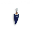 Rare Earth Gallery shield-shaped lapis lazuli pendant featuring an oval amber cabochon set in polished sterling silver.