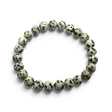 Rare Earth Gallery 8mm round Dalmatian Jasper beaded bracelet with natural cream and black spotted stone pattern