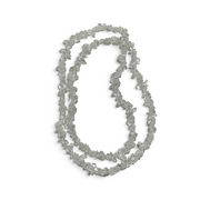 Rare Earth Gallery 32-inch clear quartz chip necklace featuring raw, tumbled crystal stones on a delicate strand.