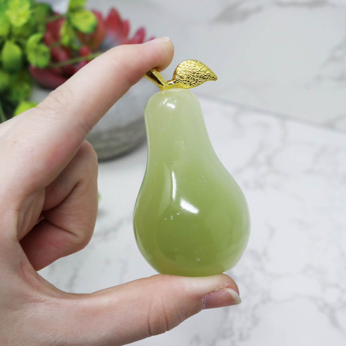 Green Talan Onyx Pear Carving (Sold in Singles)