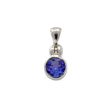 Tanzanite Pendant - Mini Faceted Round with Silver Bezel